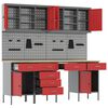 vidaXL Delovna omara s predalom 10 pcs Rdeča Inženirski les in jeklo