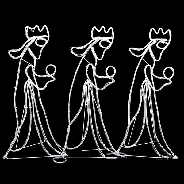 vidaXL Božična figura trije kralji 504 LED lučk 99,5x45,5 cm