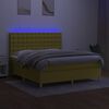 vidaXL Box spring postelja z vzmetnico LED zelena 160x200 cm blago