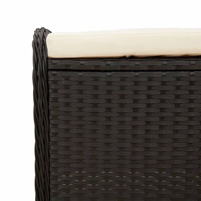 vidaXL Vrtni stolček z blazino črn 58x46x46 cm poli ratan