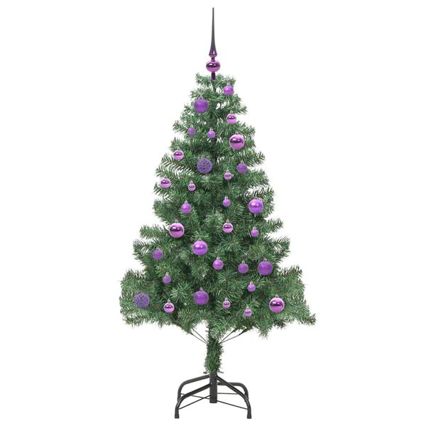 vidaXL Božično drevo med 150 LED z stojalom Zelena 150 cm PVC