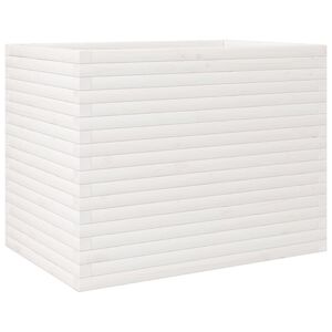 vidaXL Vrtno cvetlično korito belo 90x60x68,5 cm trdna borovina