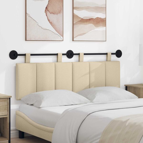 vidaXL Visoki naslon za glavo Črtasto krema 150 x 55 x 5 cm blago