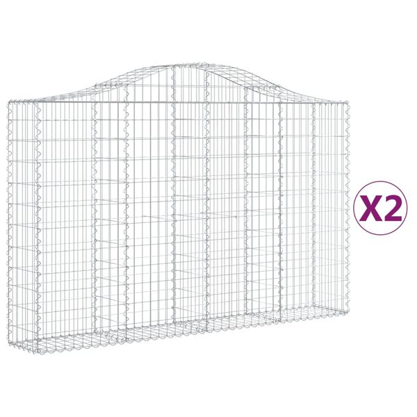 vidaXL Obokane gabion košare 2 kosa 200x30x120/140 cm pocinkano železo