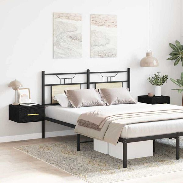 vidaXL Nočna omarica 2 pcs Črna Orehovina 35 x 35 x 20 cm