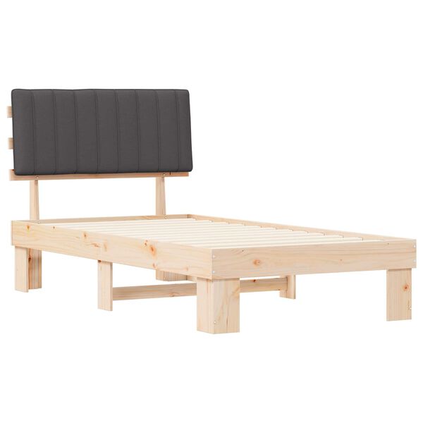 vidaXL Posteljni okvir z oblazinjenim vzglavjem z vzglavjem Temno siva