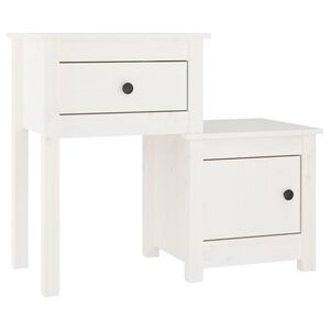 vidaXL Nočna omarica bela 79,5x38x65,5 cm trdna borovina