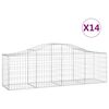 vidaXL Obokana gabionska ko&scaron;ara 14 kosov 200x50x60/80cm cinkano železo