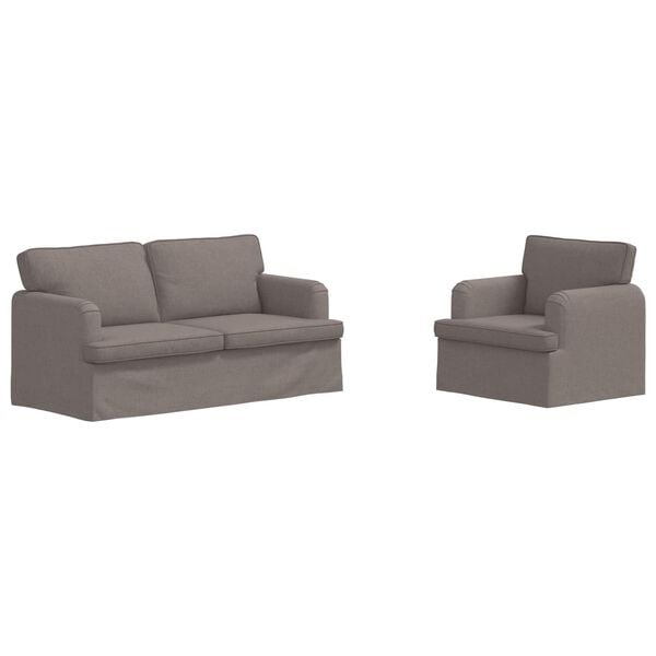 vidaXL Kavčna garnitura 2 pcs Taupe 162 x 80 x 85 cm blago