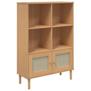 vidaXL Knjižna omara SENJA videz ratana rjava 90x35x130 cm borovina