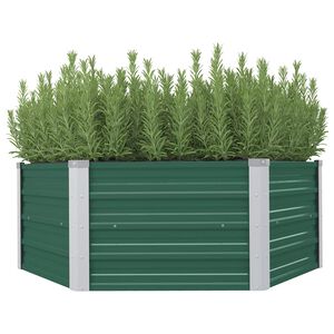 vidaXL Dvignjeno cvetlično korito 129x129x45 cm pocinkano jeklo zeleno