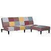 vidaXL Kavč dvosed z leži&scaron;čem in stolčkom večbarvno blago
