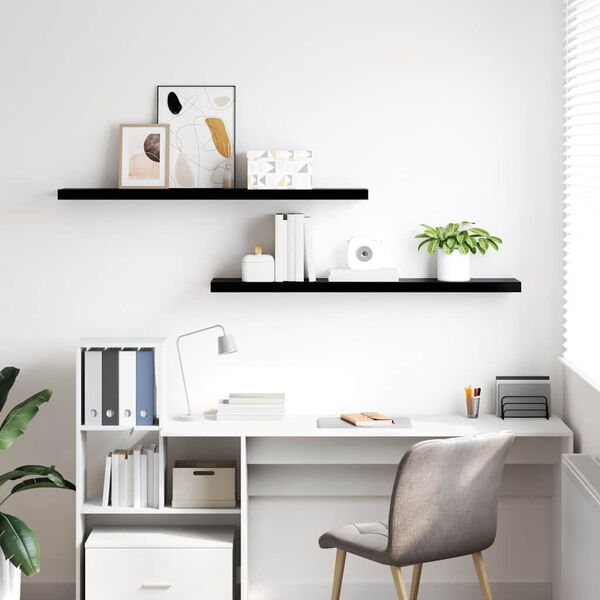 vidaXL Stenske police 2 kosa visok sijaj črne 120x23,5x3,8 cm MDF