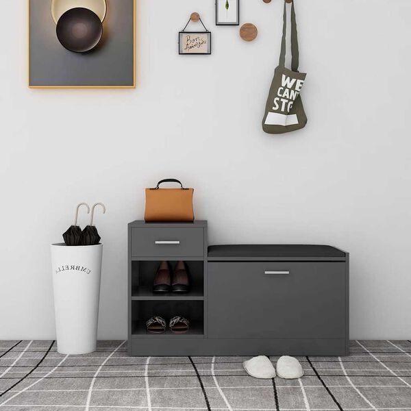 vidaXL Klop za čevlje siva 94,5x31x57 cm inženirski les