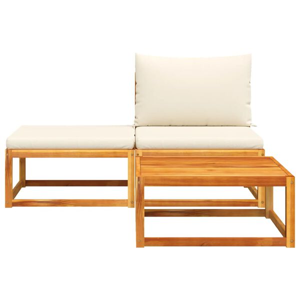 vidaXL 3-delni vrtni komplet sedežnih garnitur z blazinami, akacijev les in vrv