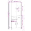 vidaXL Visoka komoda sonoma hrast 69,5x34x180 cm inženirski les
