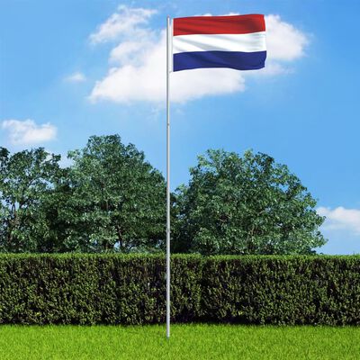 v idaXL Nizozemska zastava in aluminijast zastavni drog 4 m