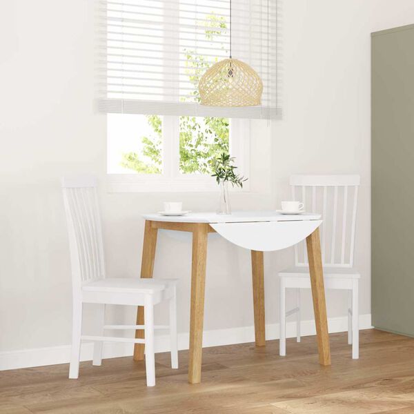 vidaXL Jedilni stoli 2 kosa bele masivne lesene gume