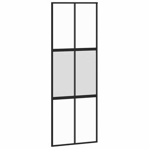 vidaXL Drsna vrata črna 76x205 cm kaljeno steklo in aluminij