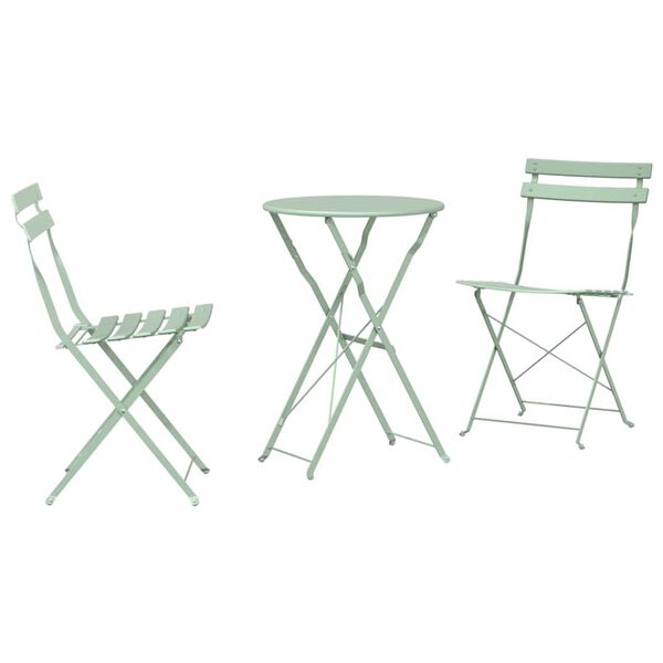 vidaXL Zložljiv bistro set 3 pcs Svetlo meta Jeklo