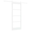 vidaXL Drsna vrata Bela 83 x 202 cm Trden borov les in steklo
