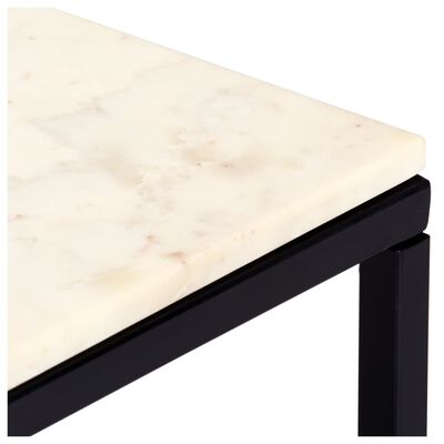 vidaXL Klubska mizica bela 60x60x35 cm kamen z marmorno teksturo