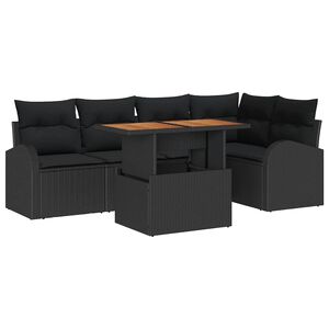 vidaXL Vrtna sedežna garnitura s shranjevanjem 6 pcs Črna Poly ratan