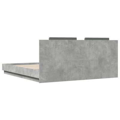 vidaXL Posteljni okvir z vzglavjem in LED betonsko siv 180x200 cm