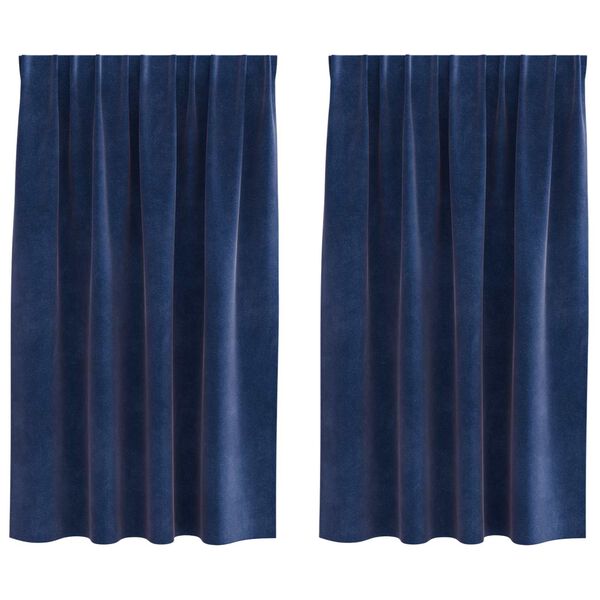 vidaXL Zatemnitvene zavese 2 pcs Temno modra 140 x 175 cm Žamet