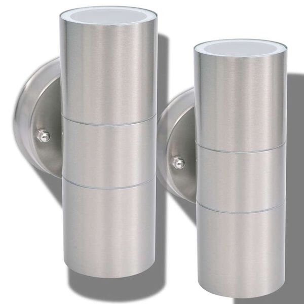 vidaXL Zunanja LED stenska svetilka 2 kosa nerjaveče jeklo gor/dol