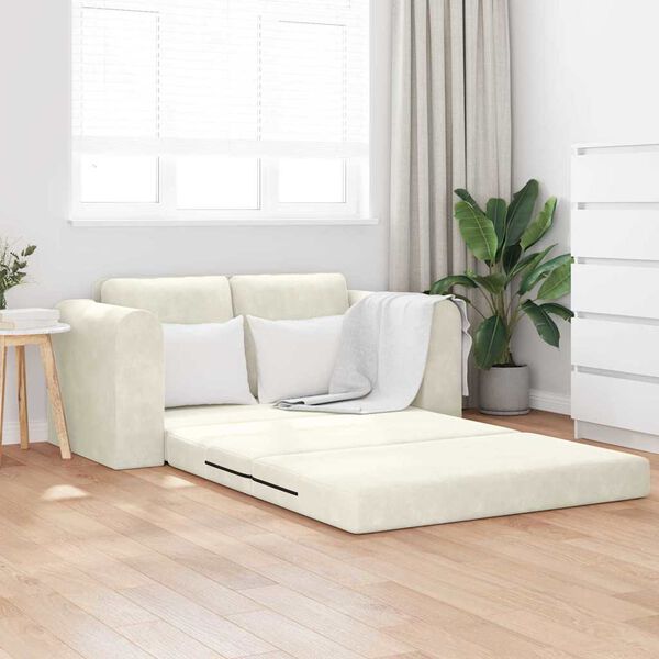 vidaXL Sofa postelja 60cm krema Žamet