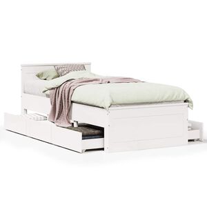 vidaXL Posteljni okvir brez vzmetnice z vzglavjem 75x190 cm borovina