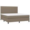 vidaXL Box spring postelja z vzmetnico LED taupe 180x200 cm blago