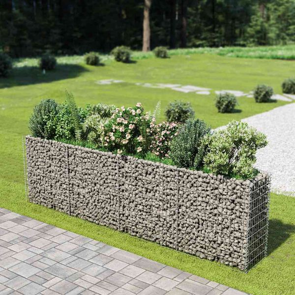 vidaXL Visoka greda gabion pocinkano jeklo 360x50x100 cm