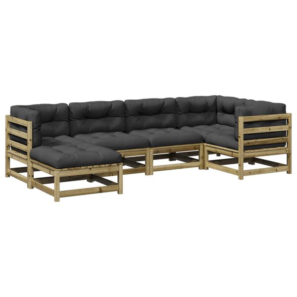 vidaXL Vrtna sedežna garnitura 6-delna z blazinami impreg. borovina