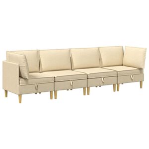 vidaXL Modularni kavč s shranjevanjem 4 kos Krem Blago