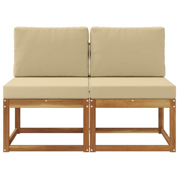 vidaXL 2 Kos Srednji zunanji kavč Masiven les akacije Naravna