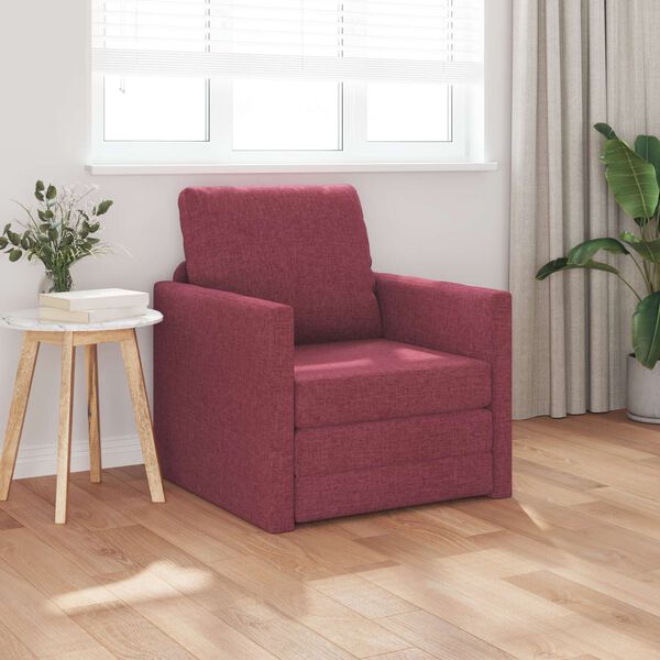 vidaXL Sofa postelja 60cm Vinorodna rdeča blago