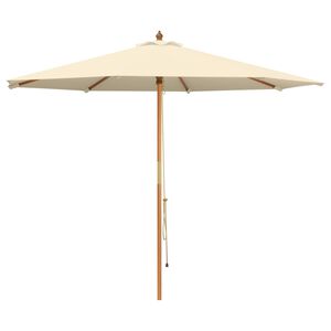 vidaXL Vrtni dežnik &Oslash; 300 x 248 cm Trdna Eukaliptusova Les Kremno bela