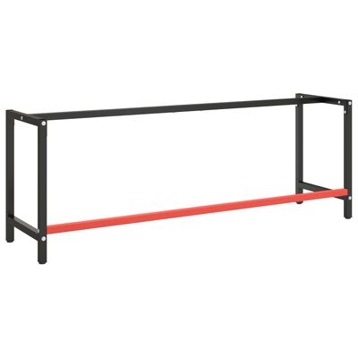 vidaXL Okvir za delovno mizo mat črn in mat rdeč 220x57x79 cm kovinski