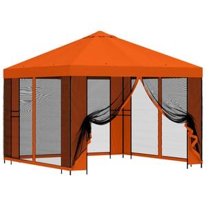 vidaXL Vrtni gazebo s stranskimi stenami 3 x 3 m Oranžna