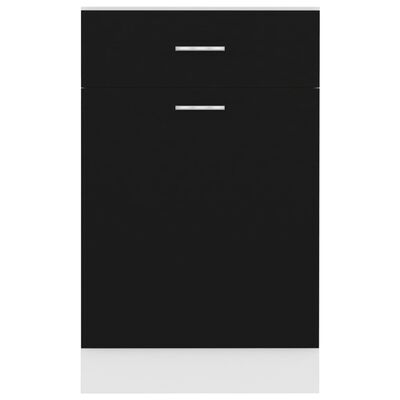 vidaXL Spodnja omarica s predalom črna 50x46x81,5 cm iverna plošča