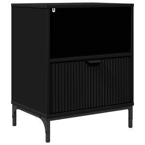 vidaXL Nočna omarica s predalom Črna 49 x 36 x 61 cm Konstruiran les
