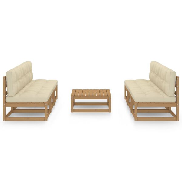 vidaXL Vrtna sedežna garnitura 7-delna z blazinami trdna borovina