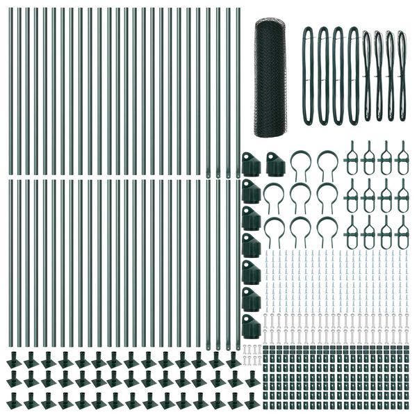 vidaXL Steber ograje. Zelena 100 x 0,4 m (13 mm mreža) Jeklo in PVC