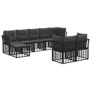 vidaXL Zunanja garnitura za sedenje 6 pcs Črna in Temno siva Poliester