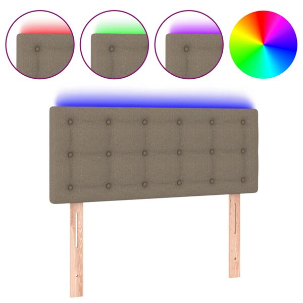 vidaXL LED posteljno vzglavje taupe 100x5x78/88 cm blago