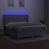 vidaXL Box spring postelja z vzmetnico LED sv. siva 160x200 cm blago