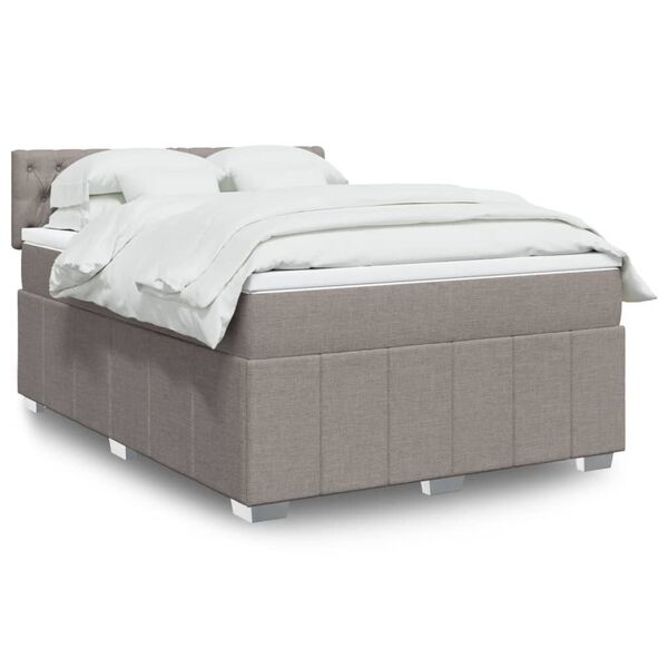 vidaXL Box spring postelja z vzmetnico taupe 160x200 cm blago