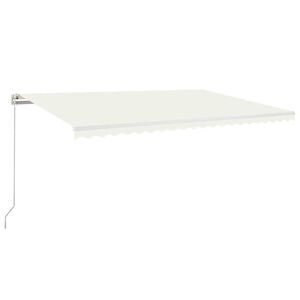 vidaXL Ročno zložljiva tenda z LED lučmi 500x300 cm krem